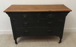 [HF15059] vintage FOUR DRAWER ‘black painted ’ CHEST